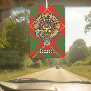 Clan Cameron Crest over Tartan Air Freshener