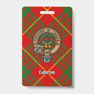 Clan Cameron Crest over Tartan Badge