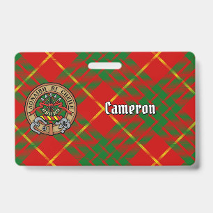 Clan Cameron Crest over Tartan Badge
