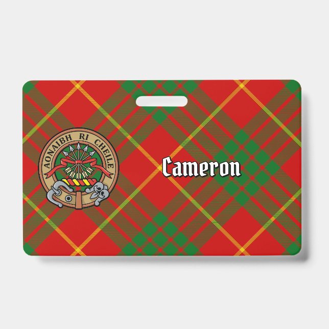 Clan Cameron Crest over Tartan Badge (Front)