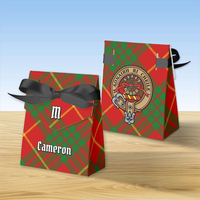 Clan Cameron Crest over Tartan Favor Box (Creator Uploaded)