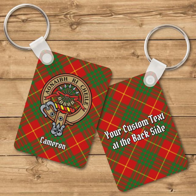 Clan Cameron Crest over Tartan Keychain (Creator Uploaded)