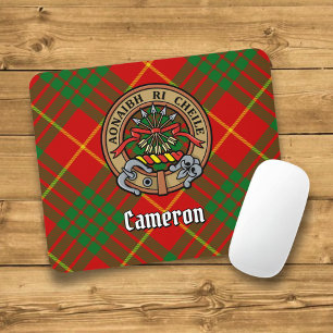 Clan Cameron Crest over Tartan Mouse Pad
