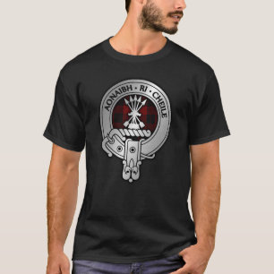 Clan Cameron Crest & Red & Black Tartan T-Shirt