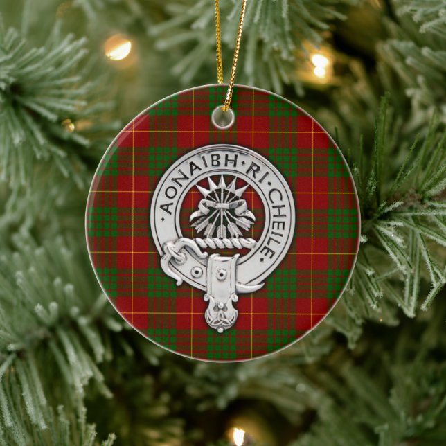Clan Cameron Crest & Tartan Ceramic Ornament (Tree)