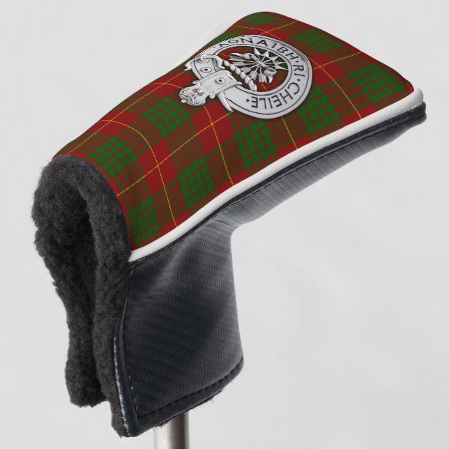 Clan Cameron Crest & Tartan Golf Head Cover (3/4 Front)