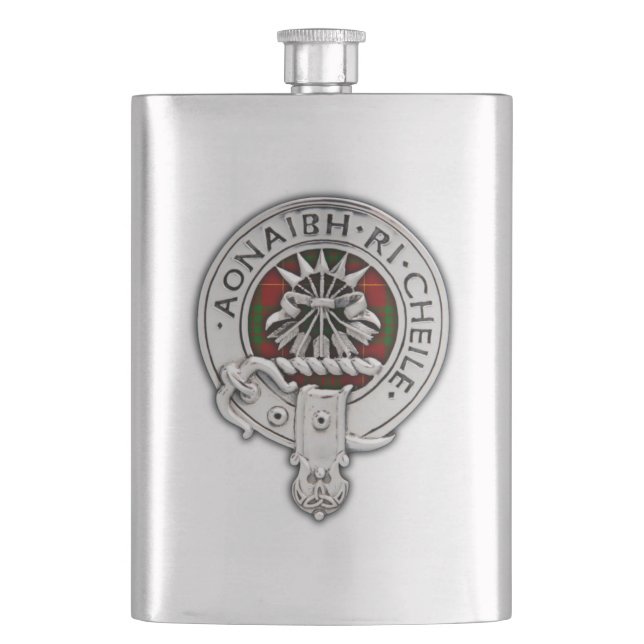 Clan Cameron Crest & Tartan Hip Flask (Front)
