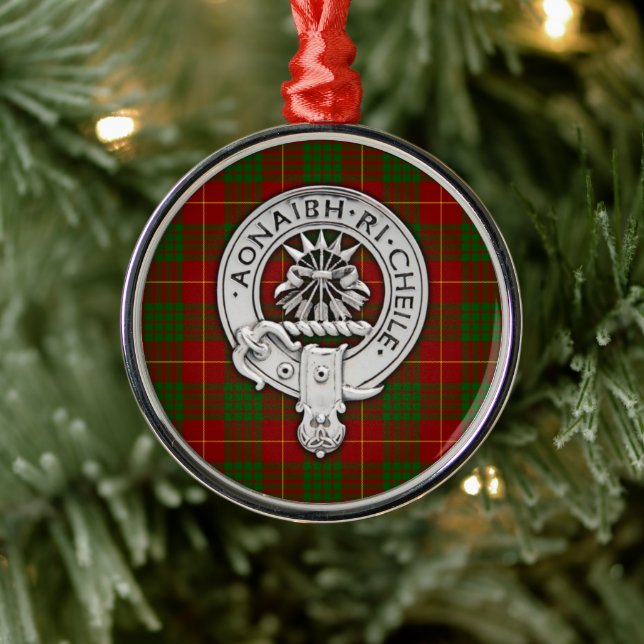 Clan Cameron Crest & Tartan Metal Ornament (Tree)