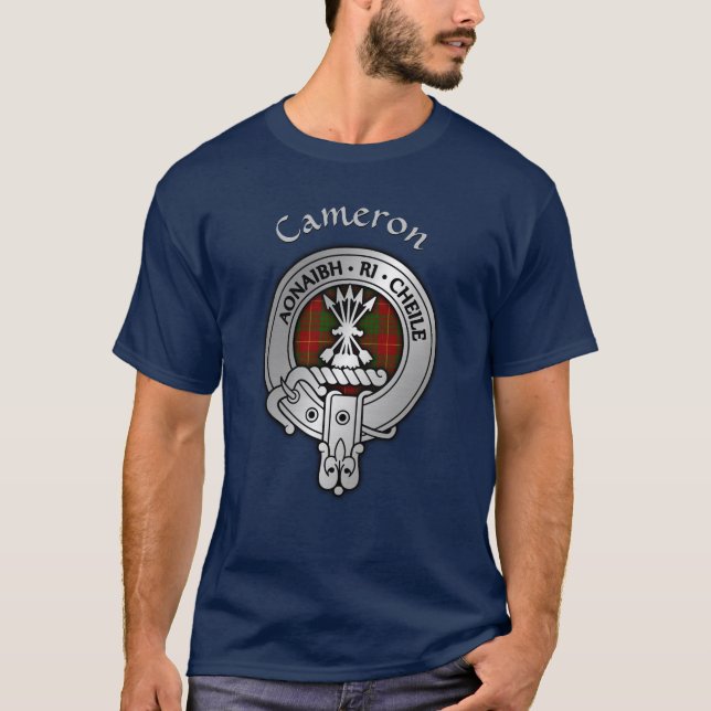 Clan Cameron Crest & Tartan T-Shirt (Front)