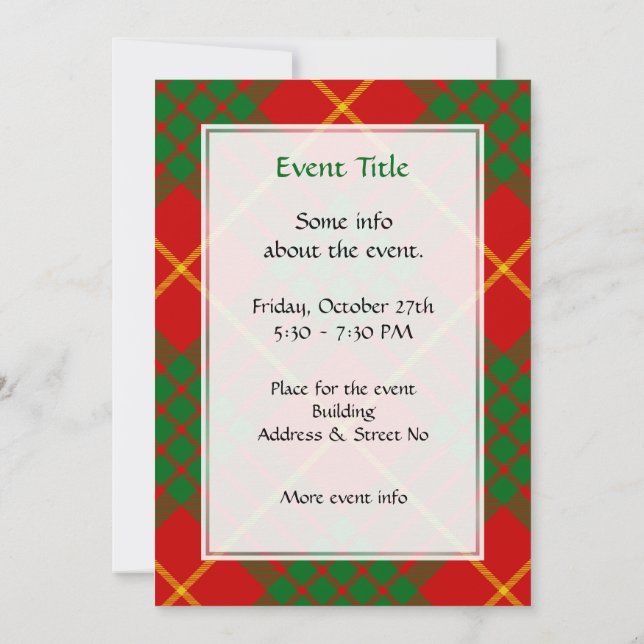 Clan Cameron Tartan Invitation (Back)