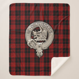 Clan Campbell Crest & Armaddie Tartan Sherpa Blanket