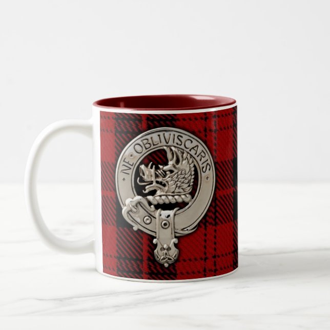 Clan Campbell Crest & Armaddie Tartan Two-Tone Coffee Mug (Left)