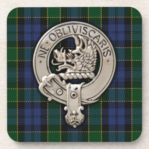 Clan Campbell Crest & Breadalbane Tartan Coaster
