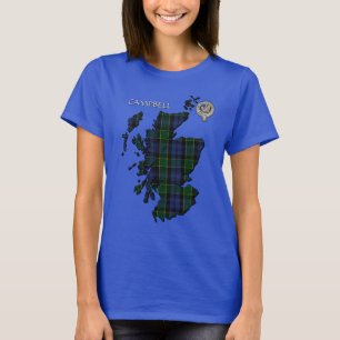 Clan Campbell Crest & Breadalbane Tartan Map T-Shirt