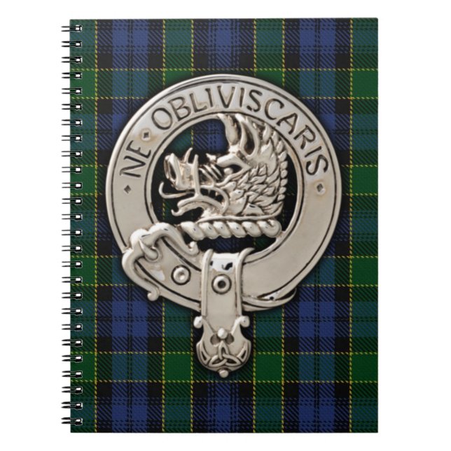 Clan Campbell Crest & Breadalbane Tartan Notebook (Front)