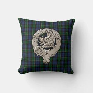 Clan Campbell Crest & Breadalbane Tartan Throw Pillow