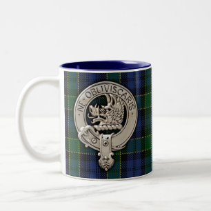 Clan Campbell Crest & Breadalbane Tartan Two-Tone Coffee Mug
