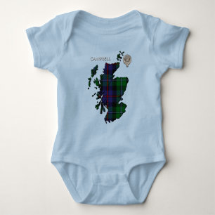 Clan Campbell Crest & Cawdor Tartan Map Baby Bodysuit