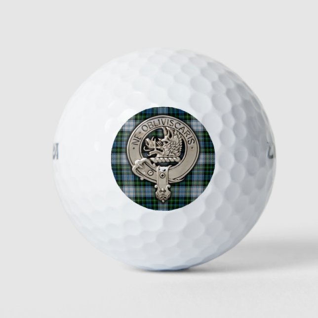 Clan Campbell Crest & Dress Tartan Golf Balls (Front)