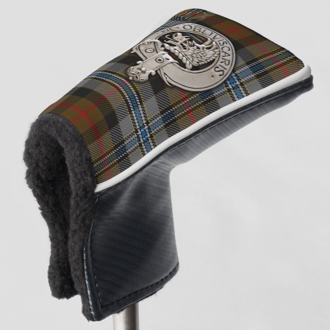 Clan Campbell Crest & Hunting Tartan Golf Head Cover (3/4 Front)