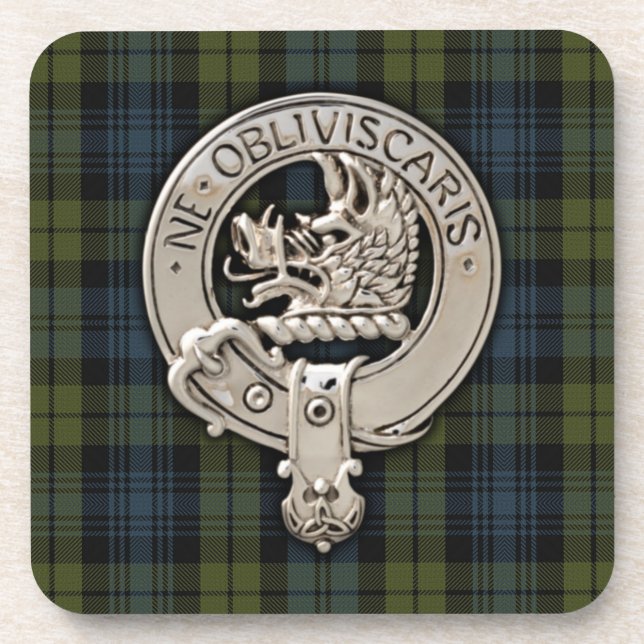Clan Campbell Crest & Tartan Coaster (Front)