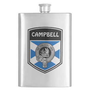 Clan Campbell Crest & Tartan Hip Flask
