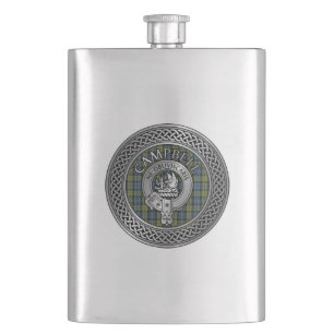 Clan Campbell Crest & Tartan Knot Flask