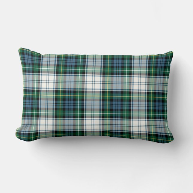 Clan Campbell Dress Tartan Green and White Plaid Lumbar Pillow (Front)