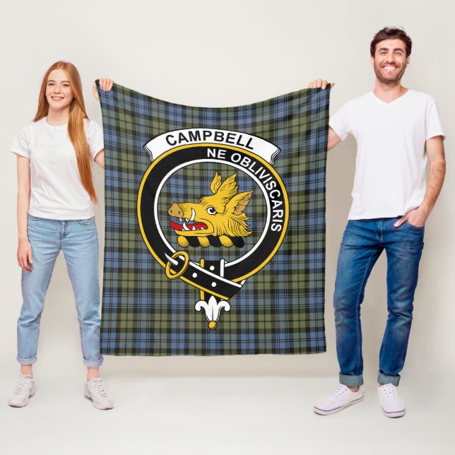 Clan Campbell Faded Tartan Plaid Fleece Blanket (In Situ)
