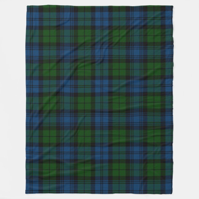 Clan Campbell Military Plaid Green Black Tartan Fleece Blanket (Front)