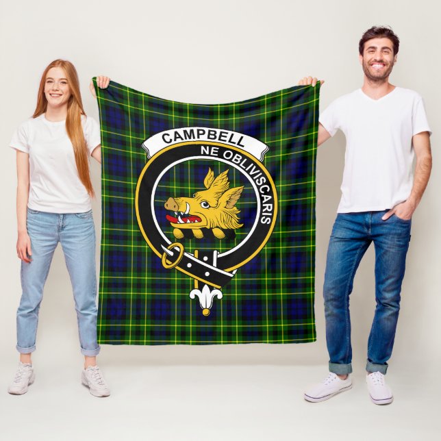 Clan Campbell Of Breadalbane Modern Tartan Plaid Fleece Blanket (In Situ)