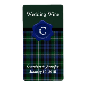 Clan Campbell Plaid Mariage Mini Étiquettes de vin