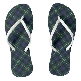 Clan Campbell Tartan Blue and Green Plaid Flip Flops