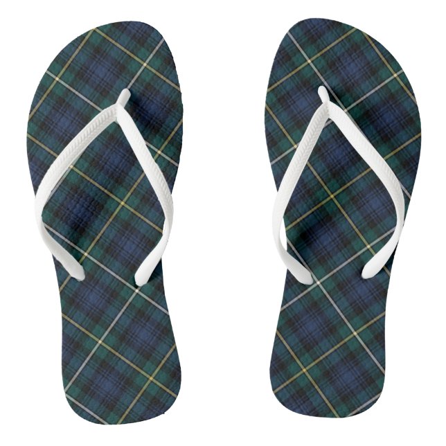 Clan Campbell Tartan Blue and Green Plaid Flip Flops (Footbed)
