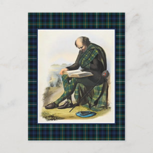 Clan Campbell Vintage Illustration Tartan Frame Postcard