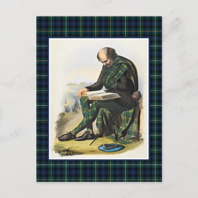 Clan Campbell Vintage Illustration Tartan Frame Postcard (Front)