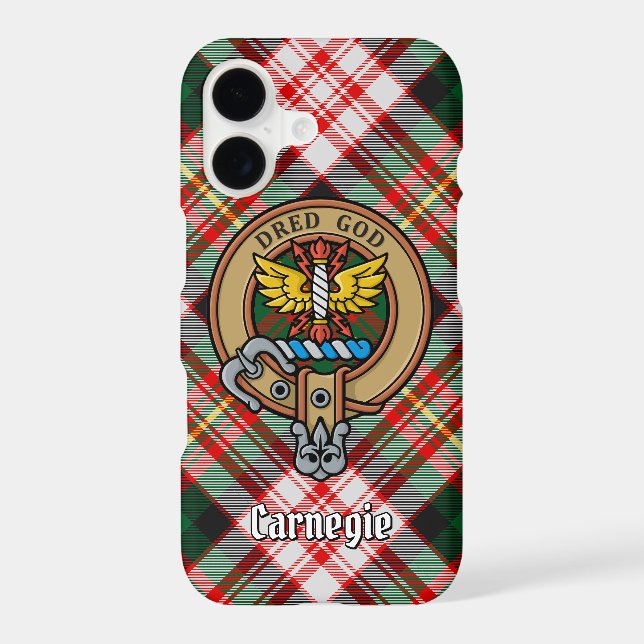 Clan Carnegie Crest over Dress Tartan (Back)