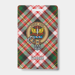 Clan Carnegie Crest over Dress Tartan Badge