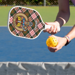 Clan Carnegie Crest over Dress Tartan Pickleball Paddle