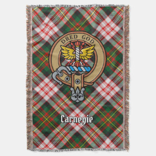 Clan Carnegie Crest over Dress Tartan Throw Blanket