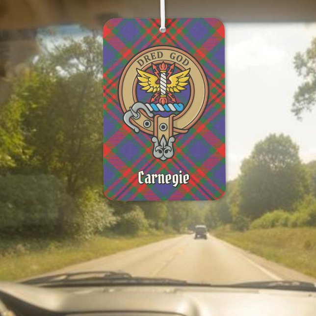 Clan Carnegie Crest over Tartan Air Freshener (Creator Uploaded)