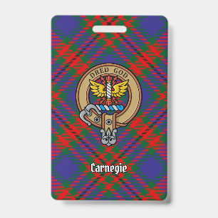 Clan Carnegie Crest over Tartan Badge