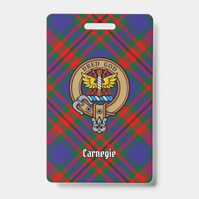 Clan Carnegie Crest over Tartan Badge (Front)