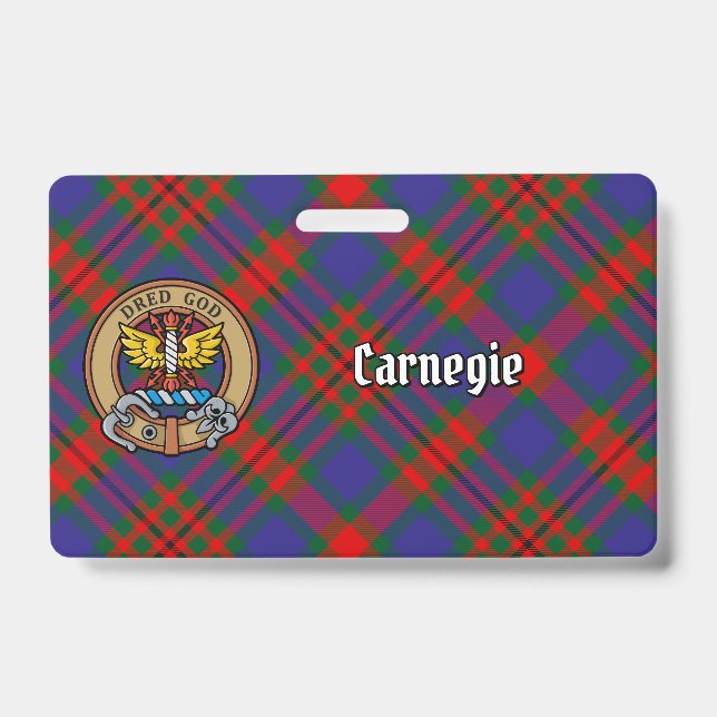 Clan Carnegie Crest over Tartan Badge (Front)