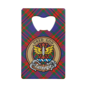 Clan Carnegie Crest over Tartan Credit Card Bottle Opener