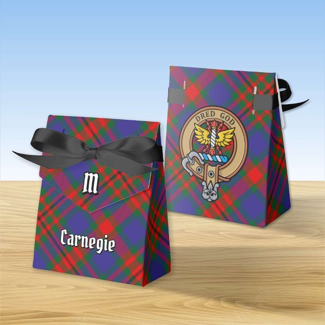 Clan Carnegie Crest over Tartan Favor Box (Creator Uploaded)