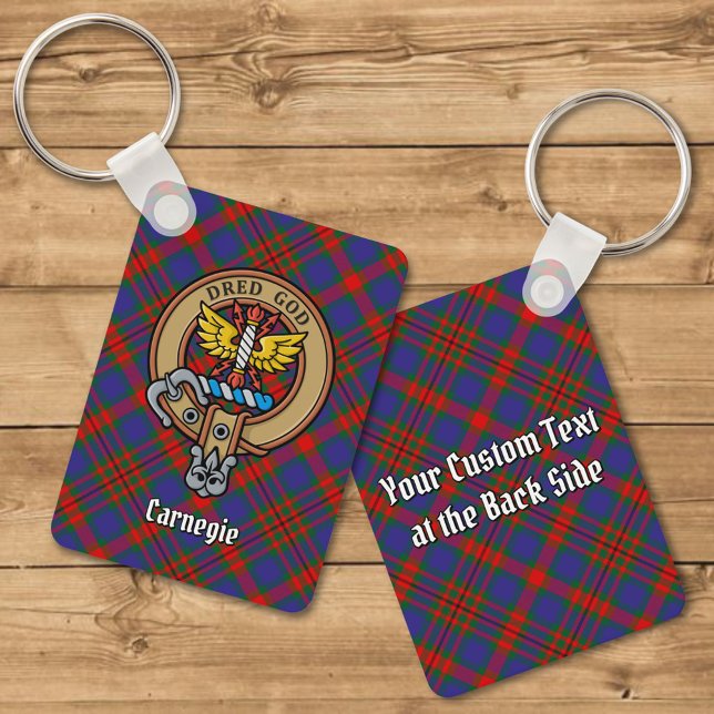 Clan Carnegie Crest over Tartan Keychain (Creator Uploaded)