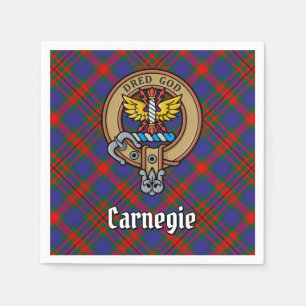 Clan Carnegie Crest over Tartan Napkin