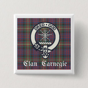 Clan Carnegie Crest Tartan 2 Inch Square Button