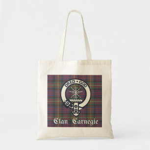 Clan Carnegie Crest Tartan Tote Bag
